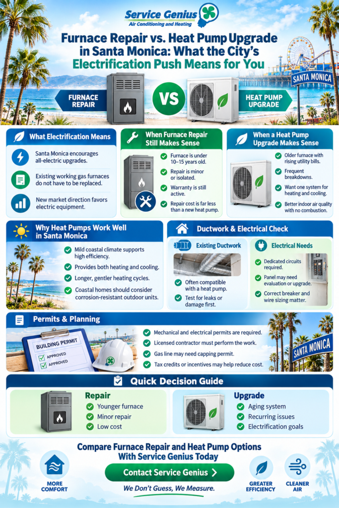 Furnace Repair vs. Heat Pump Upgrade in Santa Monica: What the City's Electrification Push Means for You