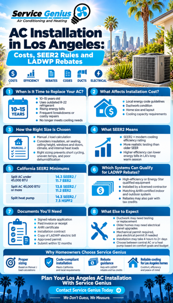 AC Installation in Los Angeles: Costs, SEER2 Rules and LADWP Rebates